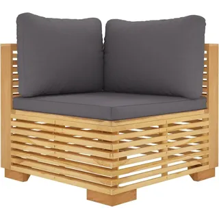 vidaXL Garten-Ecksofa mit Dunkelgrauen Kissen Massivholz Teak - Grau