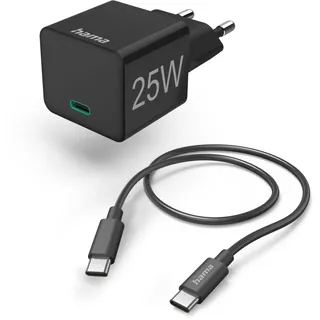 Hama Schnellladegerät, m. Ladekabel USB Ladegerät PD 25W 1m Schwarz