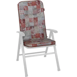 Angerer Freizeitmöbel GmbH Auflage für Gartenmöbel - Stuhlauflage hoch Made in Germany (Rot-Beige Gemustert)