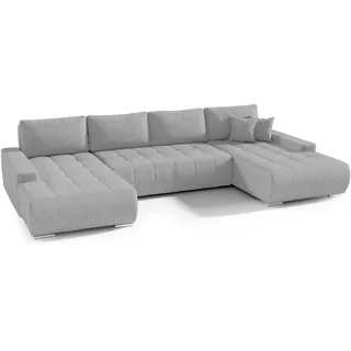 FEDVE Ecksofa Big Sofa Eckcouch mit Schlaffunktion DHAKA U Form Couch Sofagarnitur - Hellgrau