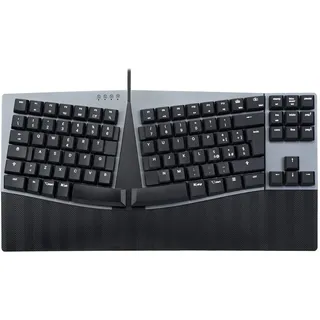 Perixx PERIBOARD-335BR Kompakte ergonomische mechanische Tastatur mit Kabel - Braune Tasten mit niedrigem Profil - Programmierbare Funktionen mit Makro-Tasten - Kompatibel mit Windows und Mac OS X -