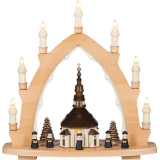 SAICO Original LED Schwibbogen »Lichterspitze, Seiffener Kirche« Premium LED-Beleuchtung, warmweiß, BxHxT: 42x44 x15 cm