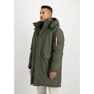 Parka ALPHA INDUSTRIES "Puffer Parka", Herren, Gr. M, grün (schwarz olive), Obermaterial: 60% Baumwolle, 40% Nylon, Futter: 100% Nylon, Füllung: 100% Polyester, Jacken Parka