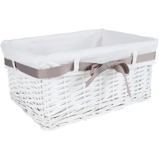 Landscape Regalkorb , Grau, Weiß , Textil , Weide , massiv , 5 l , rechteckig , 25x16x35 cm , Innenfutter, handgemacht , Ordnen & Aufbewahren, Dekoboxen & Aufbewahrungsboxen, Regalboxen & Stehsammler