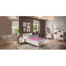 Bild von Jugendzimmer-Set »Alika«, (Set, 5 St., Kleiderständer, Bett und Nachttisch,Kommode und ein Schreibtisch), braun