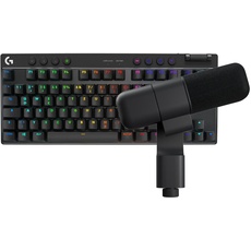 Logitech G PRO X TKL Lightspeed Wireless Gaming Keyboard, QWERTY UK English Layout, Black Yeti Studio Active Dynamic XLR Broadcast Microphone for Gaming, Weiß