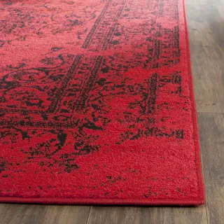 SAFAVIEH Distressed Teppich für Wohnzimmer, Esszimmer, Schlafzimmer - Adirondack Collection, Kurzer Flor, Rot und Schwarz, 91 X 152 cm
