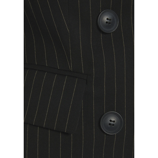 Kurzblazer LASCANA, Damen, Gr. 44, schwarz (schwarz, braun gestreit), Web, Obermaterial: 70% Polyester, 28% Viskose, 2% Elasthan. Futter: 100% Polyester, gestreift, figurbetont hüftlang, Blazer Kurzblazer, mit doppelreihigem Knopfverschluss, Damenblazer, sportlich-elegant