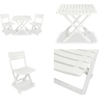 vidaXL 3 tlg. Bistro Set Klappbar Kunststoff Weiß - Bistro Set - Bistro Sets - Bistro-Set - Bistro-Sets - Weiß