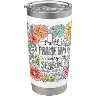 Psalm 146:2 Ich werde ihn zu jeder Jahreszeit loben Floral Women G Doppelwandiger Edelstahl-Thermobecher