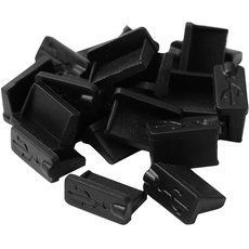 sourcing map 20 Stück Gummi USB Kappe Port Abdeckung Anti Staub Schutz A Typ USB Port Staub Stecker für weibliche Ende Schwarz