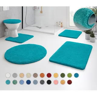 Badematte KLEINE WOLKE "RELAX" Gr. 5, blau (türkis), H:30mm, Polyacryl, Badematten, Badematte, Badteppich, Uni Farben, rechteckig, rund & als Set erhältlich