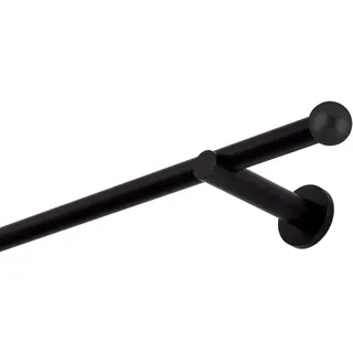 MDEKOR Gardinenstange schwarz 600 cm 1-läufig 19 mm aus Metall Wandbefestigung Kugel