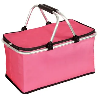 KESPER | Einkaufskorb mit Thermobeschichtung, faltbar, Material: Polyester mit Metallrahmen, Maße: 50 x 29 x 25,5 cm, Farbe: Pink | 19951