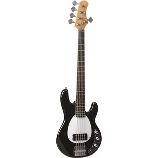 EKO Guitars MM305 E-Bassgitarre, 4 Saiten, Korpus aus Pappelholz, Griff aus amerikanischem Ahorn und Griffbrett mit 21 Tasten, glänzendes Finish, Humbucker-Tonabnehmer, 2 Volumen, Farbe: Schwarz