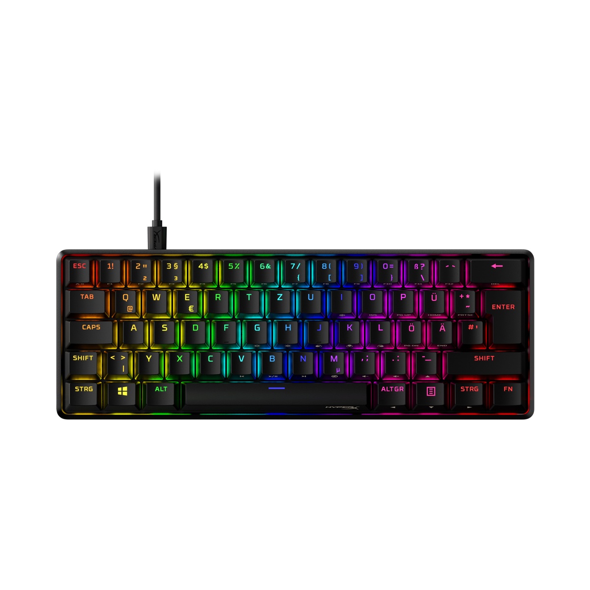 Bild von HyperX Alloy Origins 60 DE Kabelgebunden Gaming-Tastatur Deutsch, QWERTZ Schwarz Beleuchtet