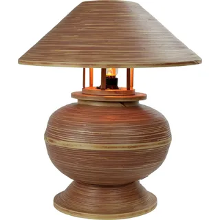 Fine Asianliving Tischlampe Bambus Spirale Handgefertigt Brown 37x37x40cm - Braun