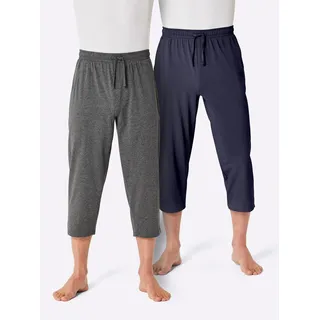 3/4-Hose WÄSCHEPUR, Herren, Gr. 44/46, Normalgrößen, blau (marine, anthrazit, meliert), 100% Baumwolle, 55% Baumwolle, 45% Polyester, unifarben, Hosen 3/4-Hose