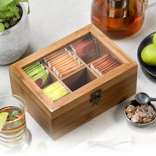 KESPER Teebox, Material: FSC®-zertifizierter Bambus, Maße: 21,5 x 16 x 9 cm, Farbe: Dunkelbraun | 59902
