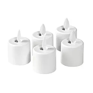 DUNI LED Set Moving Flame, wiederaufladbar, Warm White, 5 Stück, Ersatzteil 38 x Ø 36 mm 25 Std. Weiß