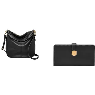 Fossil Damen Jolie Schwarze Ledertasche und Lennox Portemonnaie, Set