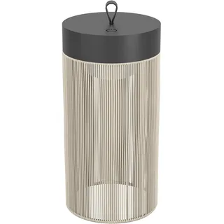 EGLO Kabellose Tischlampe Garvardo, LED Nachttischlampe, Akku Tischleuchte dimmbar, Alu in Schwarz, Textil in Beige