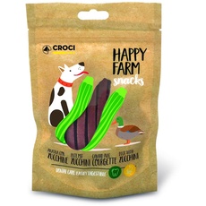 Croci Happy Farm – Kausnack für Hunde, natürlicher Hundesnack, Protein-Ergänzungsfutter mit Gemüse, Ente und Zucchini, 80g