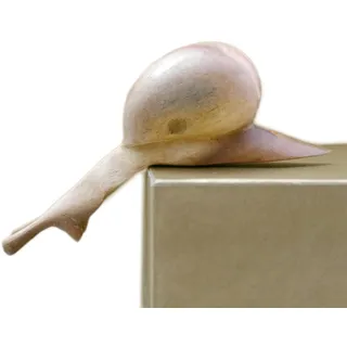 ART-CRAFT Kunsthandwerk aus Bali von Hand Geschnitzte wunderschöne deko Holz Miniatur Schnecke Kantenhocker Tierfigur. Ideal als Wohnzimmer deko Figur oder als Regaldekoration