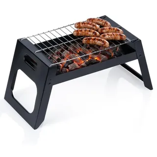 Vilde | Holzkohlegrill Klappbar - 46x22x22 cm - Mini Campinggrill - Picknick Grill - Schwarz