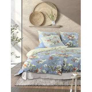 Bettwäsche IRISETTE "Wave 8522", blau, B/L: 140cm x 200cm, 1 Stk., 1 Stk., Mako-Satin, B/L: 90cm x 70cm, 2, Mako-Satin, Obermaterial: 100% Baumwolle, Bettwäsche, Bettwäsche, anschmiegsam und atmungsaktiv, Ganzjahresqualität