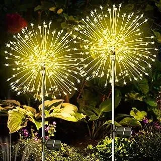 Gartendeko für Draußen Solarleuchten Garten für Außen, 2 Stück 120 LED Gartenbeleuchtung Solar, Solar Feuerwerk Leuchten Garten Wetterfest, Solarstecker Aussen für Hinterhof Weg Rasen Terrasse