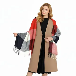 Good Nite Schal Damen Herren Winter Herbst Schals & TüCher Für Kuschelig Flauschig Festlich Großer Karo Warm Weich Scarf Nüchtern und Stilvoll(Rot,200x60cm)