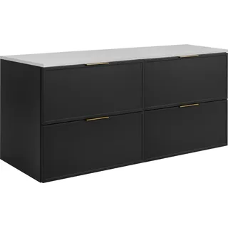 Badezimmerschrank, Dunkelgrau / Weiß, Goldene Griffe, 120 (2 x 60) x 46 x 57 cm - Grau