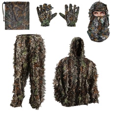 Zicac 3D Ghillie Suit Tarnanzug Dschungel Kostüm Tarnung Woodland Camouflage Anzug Dekoration Festschmuck für Jagd Camping Outdoor Militär Jagd Verdeckt (M)