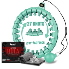 Smart Hula Hoop, Weighted Hula Hoop, Adjustable Fitness Exercise Weighted Hula Hoop, 27 Removable Knots/Links, Green