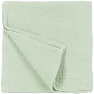 Meyco Home Uni Decke, pre-Washed Musselin (aus 100% vorgewaschener, hydrophiler Baumwolle, absorbiert Feuchtigkeit, atmungsaktives und weiches Material, Größe: 140 x 200 cm), Soft Green