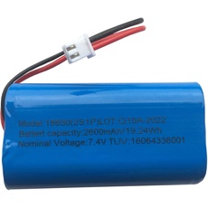 7,4 V Lithium-Ionen-Akkupack 2600 mAh, wiederaufladbare Akkuzelle mit XH2.54-2-Pin-Stecker, DIY-Batterien 18650 2S1P-Li-Ion-Akkupack unterstützen 3C-Dauerentladung