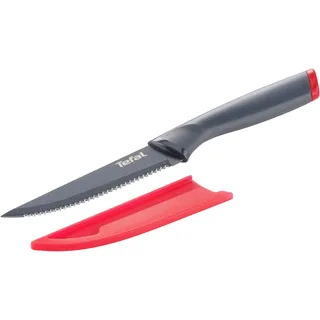 Tefal Steakmesser "Fresh Kitchen" 11 cm, Klingen aus rostfreiem Stahl, Titan-Versiegelung, Klingenschutz, grau, rot