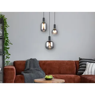meineWunschleuchte LED Cluster Pendelleuchte Rauchglas Wohnzimmerlampen hängend Treppenhaus, Ø38cm