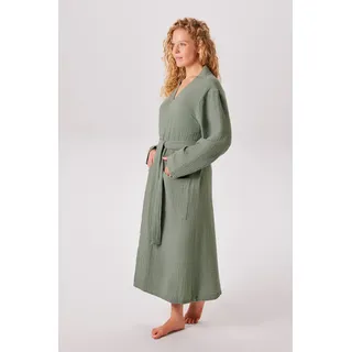 my home Bademantel »Juna Musselin, ideal für Sauna & Spa, Hotelbademantel, Morgenmantel« 1 Stk. modern, leichte Qualität, 100% Baumwolle, grün
