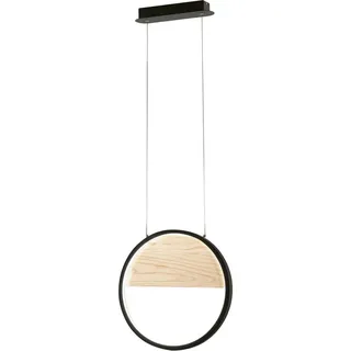 Fabas Luce Led-Pendelleuchte , Schwarz, Eschefarben , Holz, Metall , Esche , 200 cm , ISO 9001 , höhenverstellbar, 3 Helligkeitsstufen , Lampen & Leuchten, Leuchtenserien