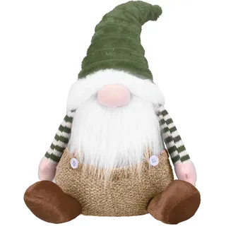 Valery Madelyn Weihnachtswichtel für Weihnachtsdeko,23cm Weihnachtsgnom Grün Braun,Biegsamer Hut,Deko Weihnachten Zwerg für Fensterbank Tür Innen