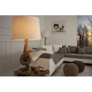 Casa Padrino Designer Tischleuchte Marine Tauseil - Rustikale Seil Hockerleuchte in Creme Natur, 85 cm
