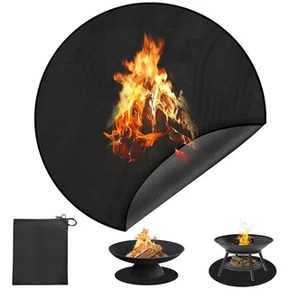 Feuerfeste Unterlage Rund, 120cm/ 48zoll Feuerschutzmatte Bodenschutzmatte, Hitzebeständige 2000°F, Wasserdicht Feuerstellenmatte für Feuerschale, Gras, Terrasse, Boden, Camping