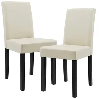 [en.casa] Esszimmerstuhl Hamburg Kunstleder creme 2er Set
