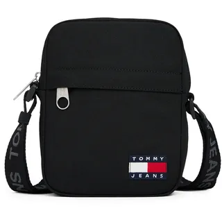 Umhängetasche TOMMY JEANS "TJM ESS DAILY REPORTER", Herren, Gr. B/H/T: 16cm x 20cm x 6cm, schwarz, Textil, Taschen Umhängetasche, Men Schultertasche, Freizeitasche mit Tommy Jeans Flaggen-Aufnäher