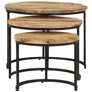 vidaXL Satztische 3 Stk. Rohes Mangoholz