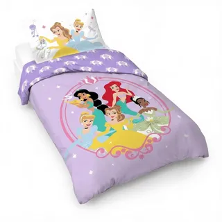 Disney Prinzessin Heart of Gold 100% Baumwolle Kinderbettwäsche-Set 135x200 cm Einzelbettgröße - Bettbezug + Kissenbezug 50x70 cm