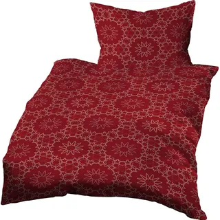 Gerald Wittmann Bettwäsche 140x200 cm + 70x90 cm, Baumwolle Satin, Ornamenten Rot Weiß