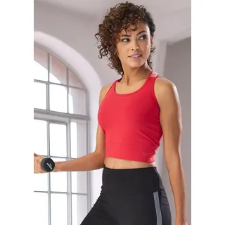 Crop-Top H.I.S, Damen, Gr. XS (32/34), rot, Single Jersey, Obermaterial: 95% Baumwolle, 5% Elasthan, unifarben, Tops Crop-Top